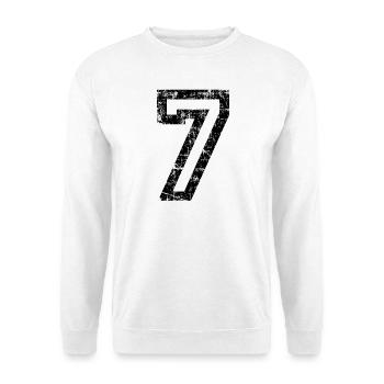 Zahl 7 (Vintage Weiß) 7. Geburtstag Nr. 7 - Unisex Pullover - Weiß - Vorne