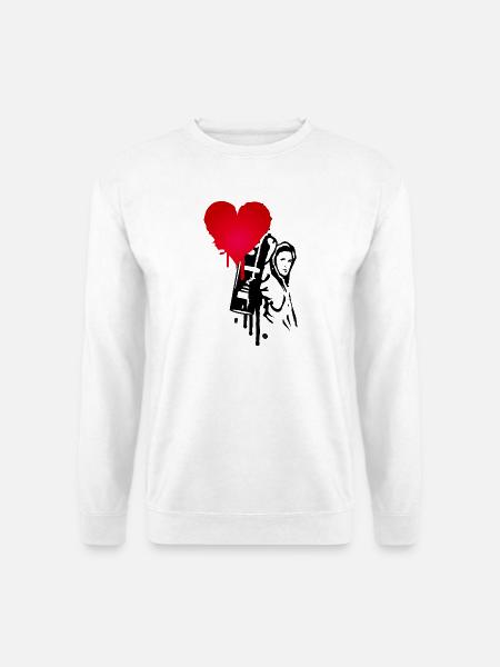 Street art mit ganz viel Liebe - Sprayer mit Herz - Unisex Pullover - Weiß