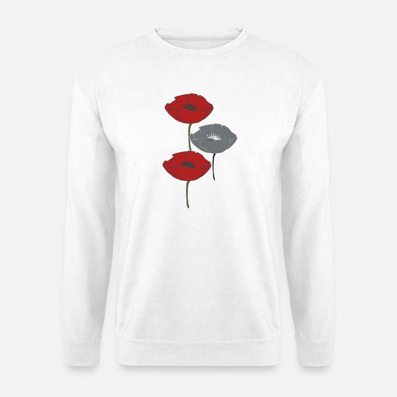 mohnblumen und grau - Unisex Pullover - Weiß