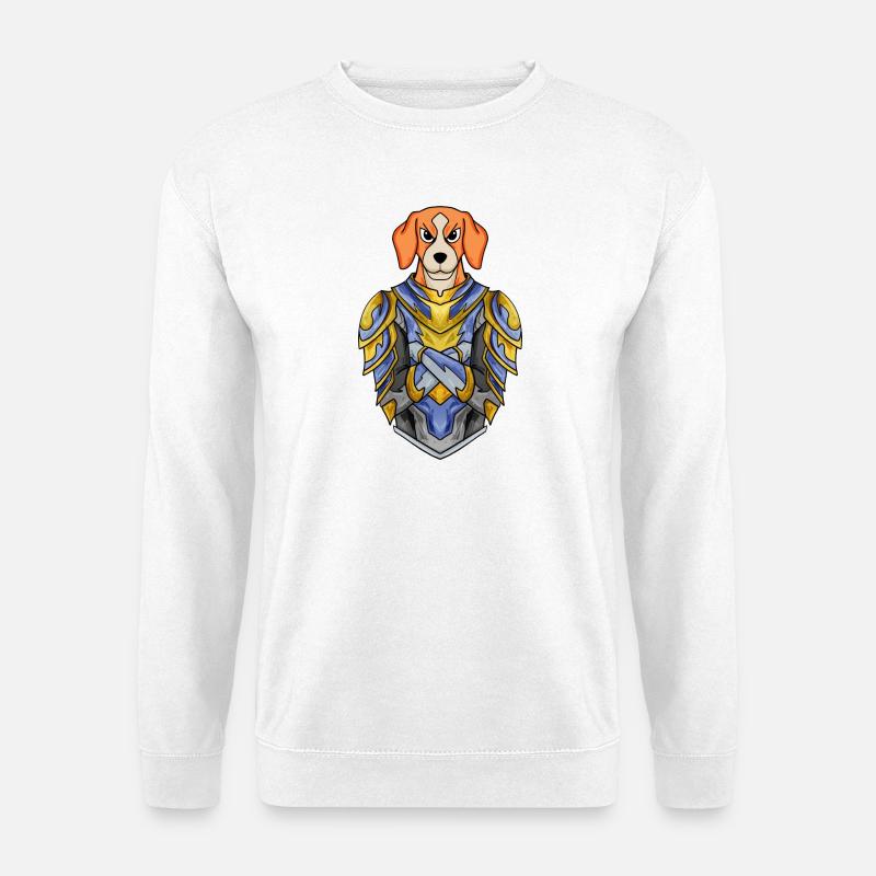 Ritter Hund Hunderasse Beagle mit Rüstung - Unisex Pullover - Weiß