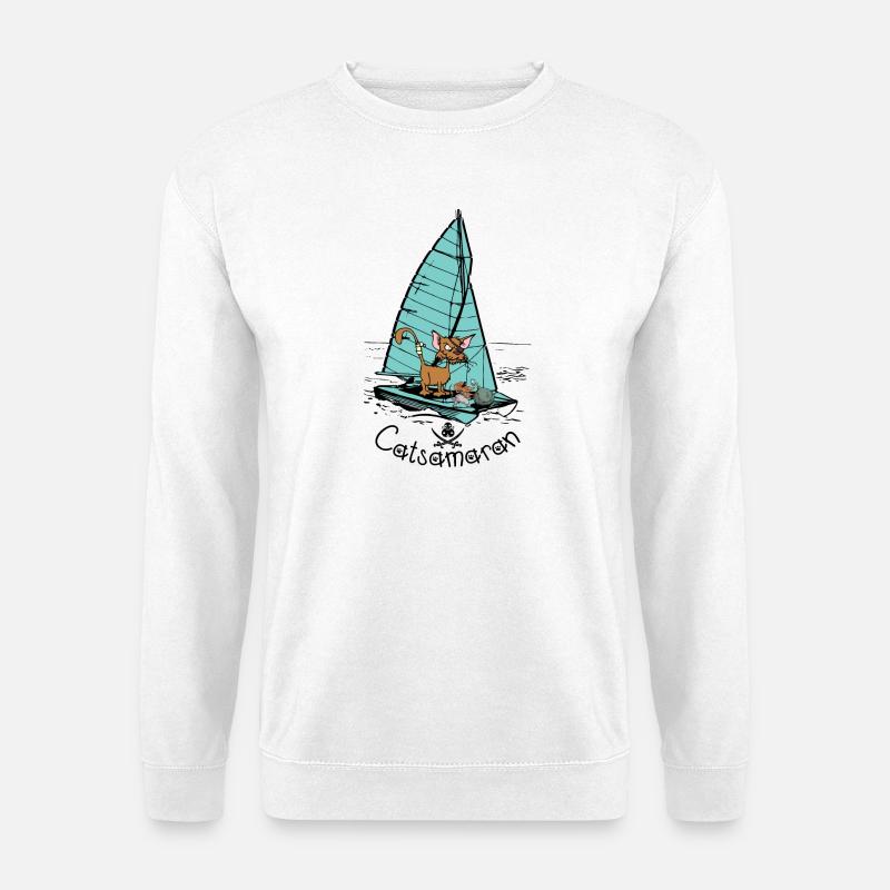 Katzamaran Katzen Boot - Unisex Pullover - Weiß