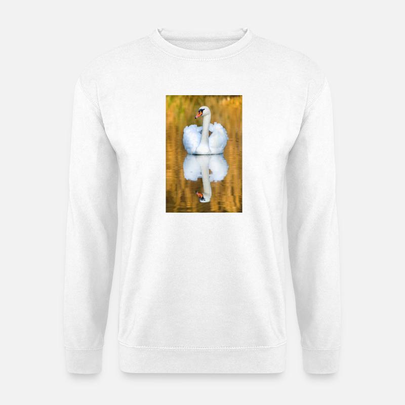 Schwanensee, Schwan im See mit Spiegelbild - Unisex Pullover - Weiß