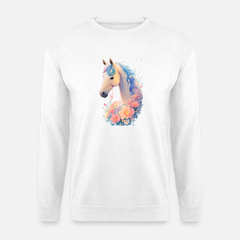 Cheval fleur - Sweat-shirt Unisexe - blanc