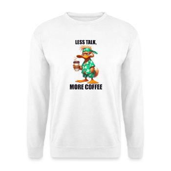 Weniger Palaver Mehr Kaffee Ente - Unisex Pullover - Weiß - Vorne - Alina (178cm) & Michal (187cm)