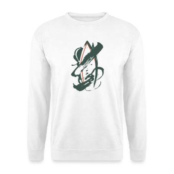 Abstraction Géométrique en Vert & Orange - Sweat-shirt Unisexe - blanc - Devant