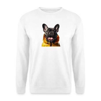 Französische Bulldogge in gelbem Anorak - Unisex Pullover - Weiß - Vorne