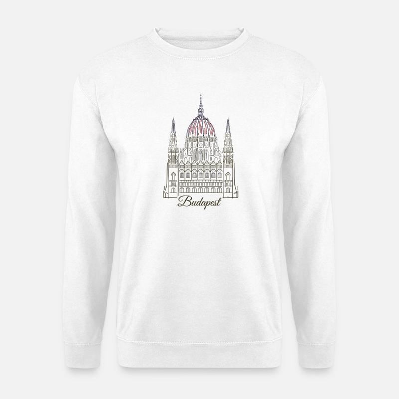 Budapest, Handzeichnung Parlamentsgebäude, Ungarn - Unisex Pullover - Weiß