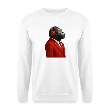 Gorilla im Anzug mit Kopfhörern - Unisex Pullover - Weiß - Vorne