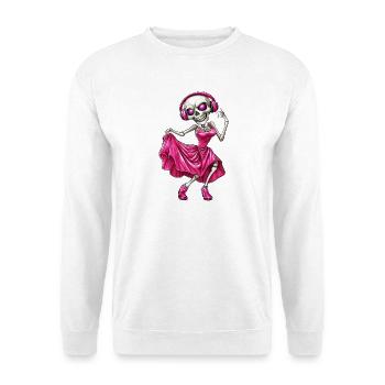 Crazy skeleton in pink dress and headphones :) - Unisex Sweatshirt - white - Front