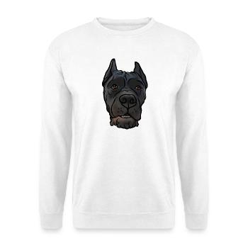 Cane Corso kupiert Kopf im Comicstyle - Unisex Pullover - Weiß - Vorne
