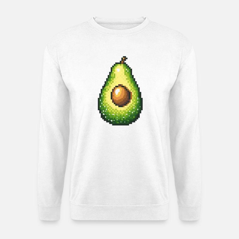 Pixel Avocado Retro Fruit Image - Unisex Sweatshirt - white