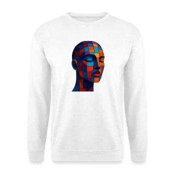 Lebendiges kubistisches Mosaik-Porträt - Unisex Pullover - Weiß - Vorne