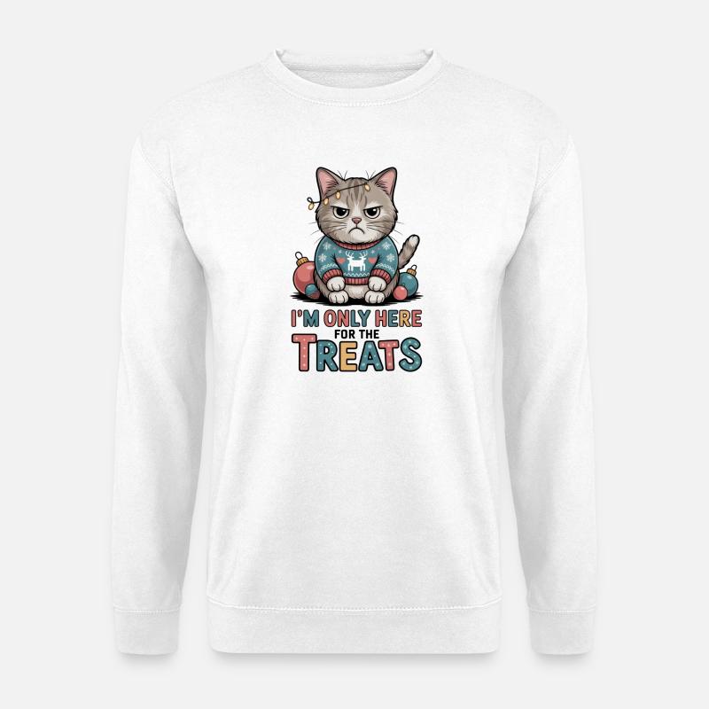 Grimmige Katze im Weihnachtspulli - Unisex Pullover - Weiß