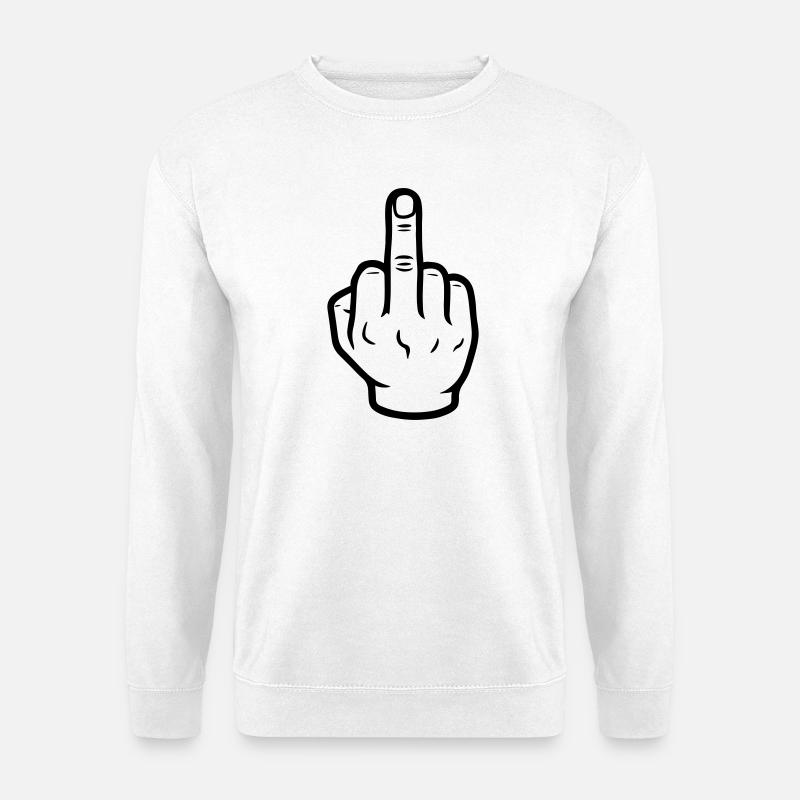 Hand Mittelfinger - Unisex Pullover - Weiß