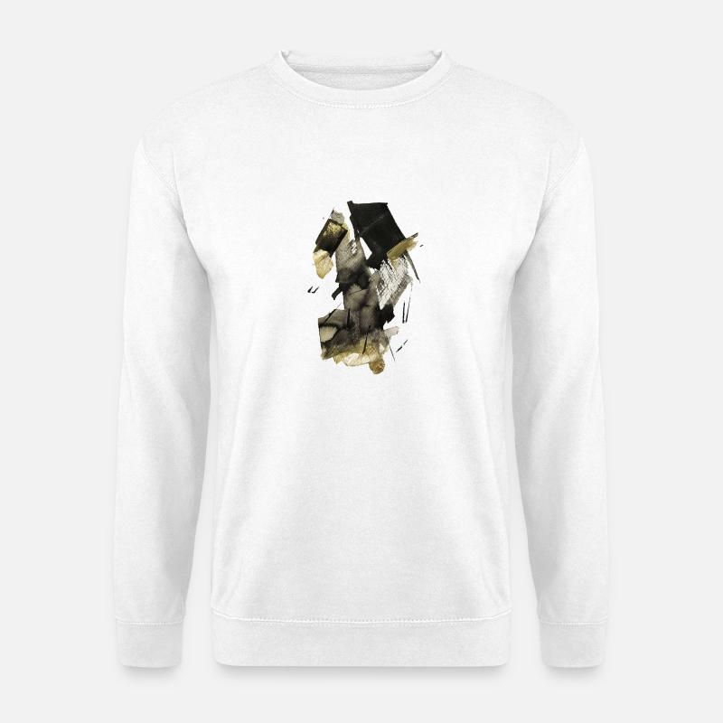 Goldene Pinselstriche Abstract - Unisex Pullover - Weiß