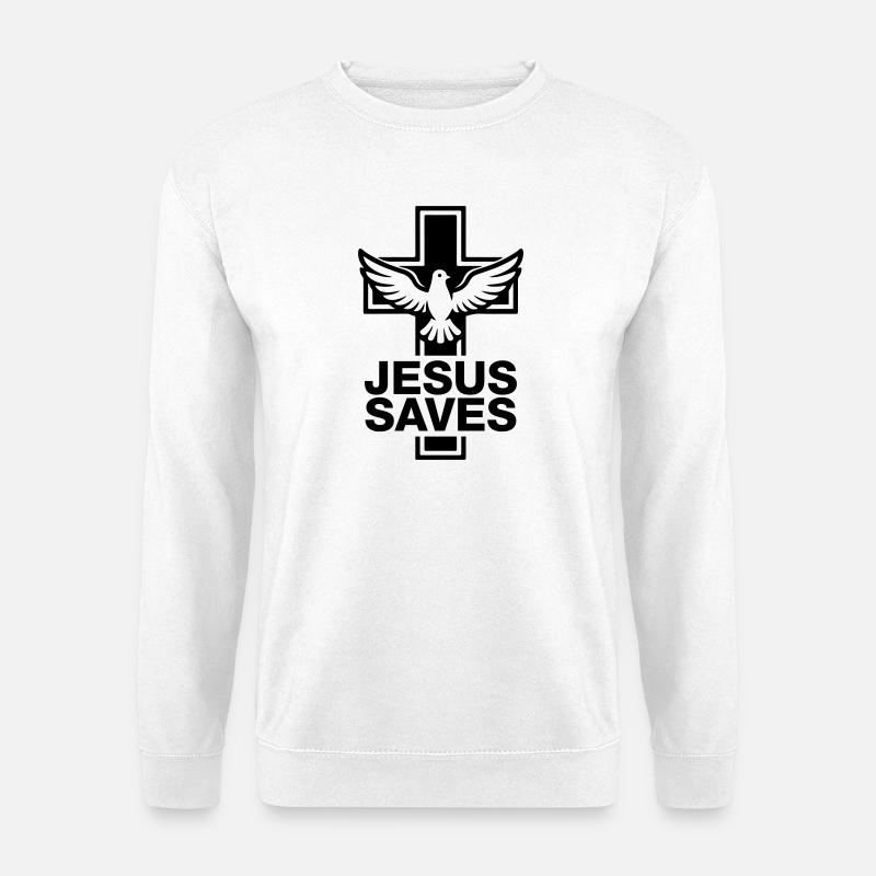 Jesus Rettet Kreuz Taube - Unisex Pullover - Weiß
