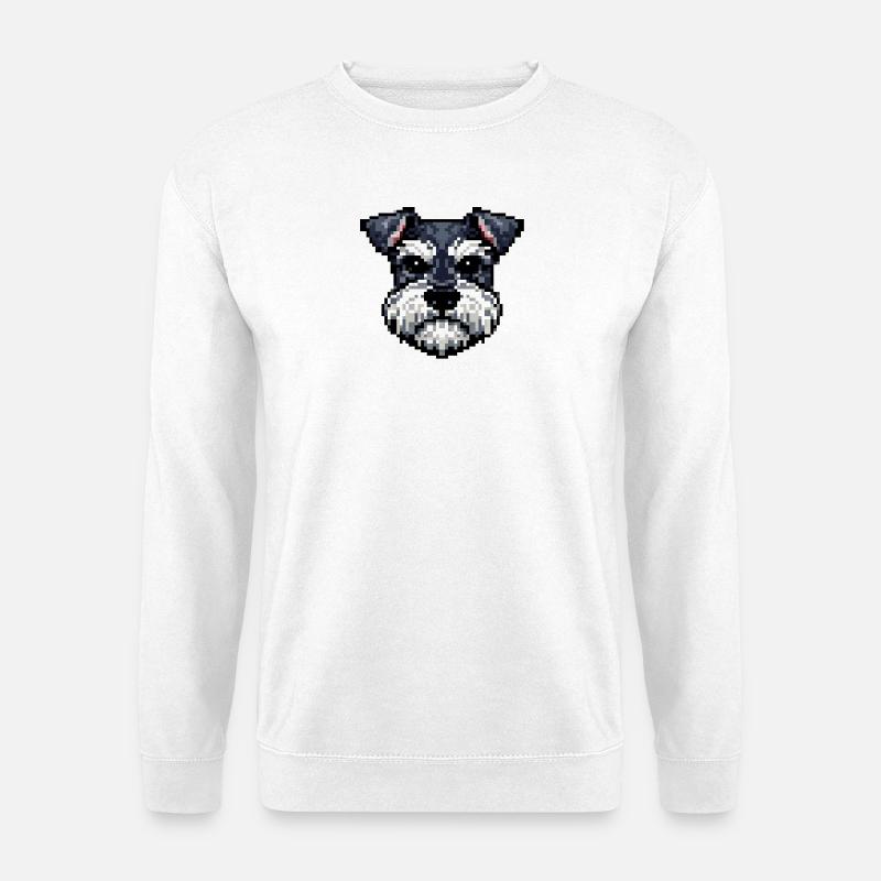 Pixelhunde Schnauzerporträt im Retro-Stil - Unisex Pullover - Weiß