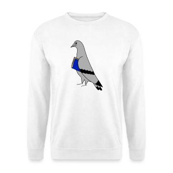 Pigeon with Book – Minimal Urban Illustration - Unisex Sweatshirt - white - Front