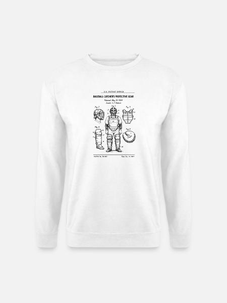 Baseball Catcher Patentkunst – Schutzausrüstung Desi - Unisex Pullover - Weiß