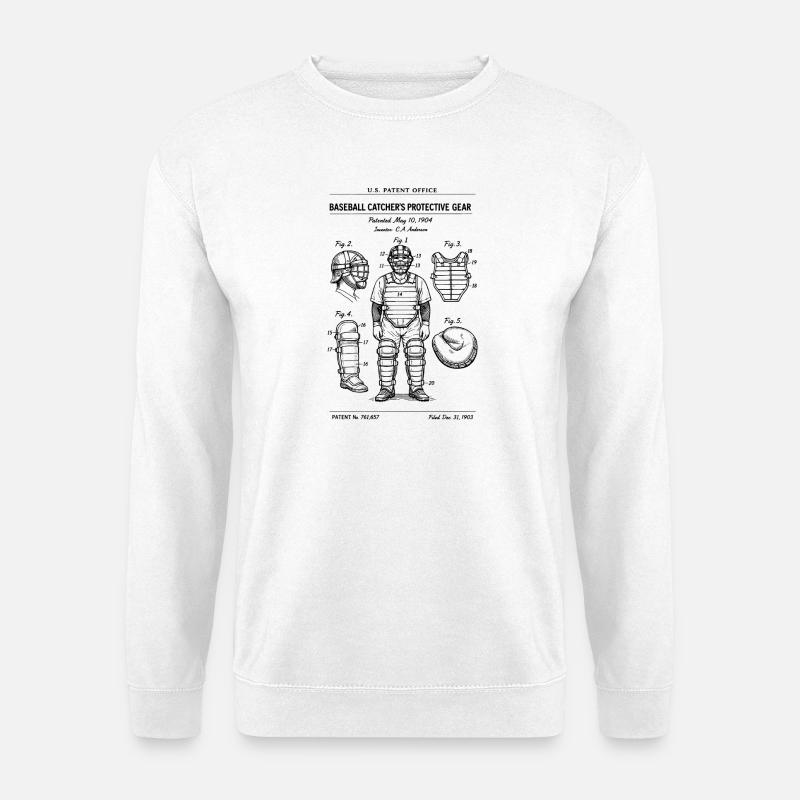 Baseball Catcher Patentkunst – Schutzausrüstung Desi - Unisex Pullover - Weiß