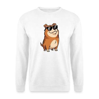 Fat dachshund with sunglasses - Unisex Sweatshirt - white - Front
