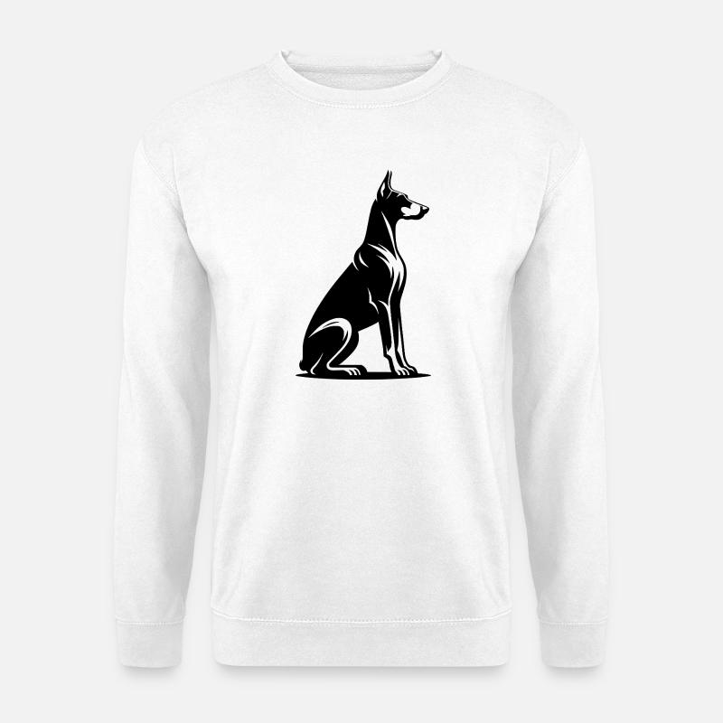 Treuer Dobermann Wachhund Silhouette - Unisex Pullover - Weiß