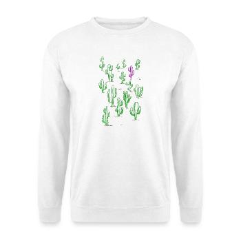 Green and purple desert cactus - Unisex Sweatshirt - white - Front