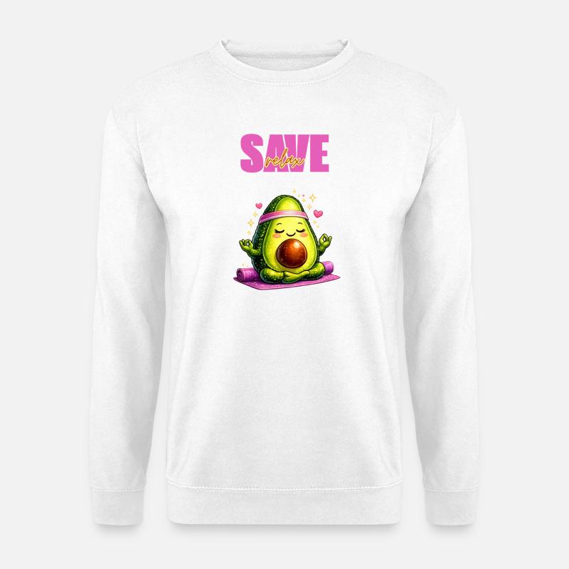 Avocado im Yoga-Flow auf Matte - Unisex Pullover - Weiß