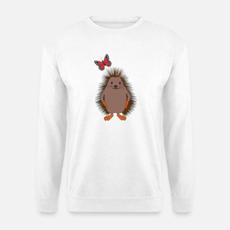 Süßer Igel & Schmetterling – Freundlichkeit - Unisex Pullover - Weiß