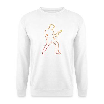 Gitarrenspiel Geschenkidee für der Gitarrenspieler - Unisex Pullover - Weiß - Vorne - Alina (178cm) & Michal (187cm)
