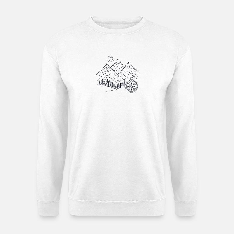 Berglandschaft Kompass - Unisex Pullover - Weiß