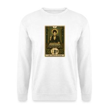 Schachspielerin | Denksport Tarot - Unisex Pullover - Weiß - Vorne - Alina (178cm) & Michal (187cm)