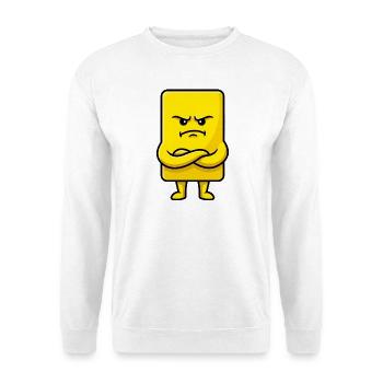 Grumpy Yellow Card Lustiger Fußball-Schiedsrichter - Unisex Pullover - Weiß - Vorne - Alina (178cm) & Michal (187cm)