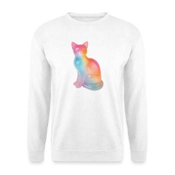 Regenbogenkatze Prisma - Unisex Pullover - Weiß - Vorne - Alina (178cm) & Michal (187cm)