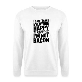 Ich kann nicht alle glücklich machen. Ich bin kein Speck. - Unisex Pullover - Weiß - Vorne - Alina (178cm) & Michal (187cm)