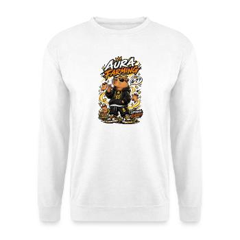 Capybara-Aura-Landwirtschaft – 6-7 Energie - Unisex Pullover - Weiß - Vorne - Alina (178cm) & Michal (187cm)