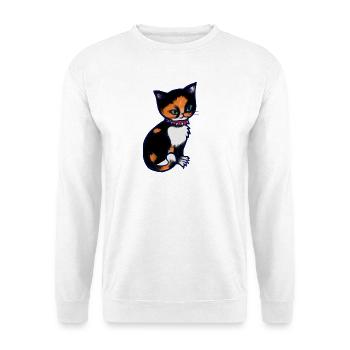 Calico-Katze mit Stachelhalsband - Unisex Pullover - Weiß - Vorne - Alina (178cm) & Michal (187cm)