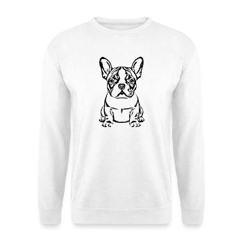 Französische Bulldogge Welpe Hundebaby Geschenk  - Unisex Pullover - Weiß - Vorne - Alina (178cm) & Michal (187cm)