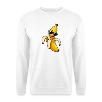 Schicke Bananen-Schwarzbrille - Unisex Pullover - Weiß - Vorne - Alina (178cm) & Michal (187cm)