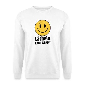 Lächeln kann ich gut - Unisex Pullover - Weiß - Vorne - Alina (178cm) & Michal (187cm)