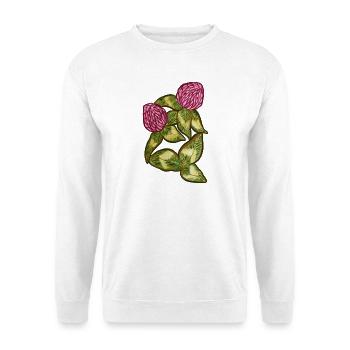 Protea Bloom botanische Blätter - Unisex Pullover - Weiß - Vorne - Alina (178cm) & Michal (187cm)