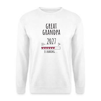 Pregnancy Announcement – Uropa 2027 Geschenk - Unisex Pullover - Weiß - Vorne - Alina (178cm) & Michal (187cm)