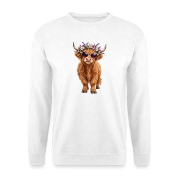 Highland Cow, Schottisches Rind, Hochland Rind - Unisex Pullover - Weiß - Vorne - Alina (178cm) & Michal (187cm)