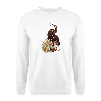 Rappenantilope mit winterlichem Fächerstern - Unisex Pullover - Weiß - Vorne - Alina (178cm) & Michal (187cm)