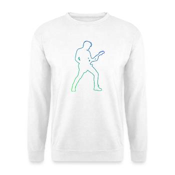Gitarrenspiel Geschenkidee für ein Gitarrenspieler - Unisex Pullover - Weiß - Vorne - Alina (178cm) & Michal (187cm)