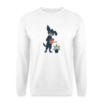 Gießpflanzen für den Hund - Unisex Pullover - Weiß - Vorne - Alina (178cm) & Michal (187cm)