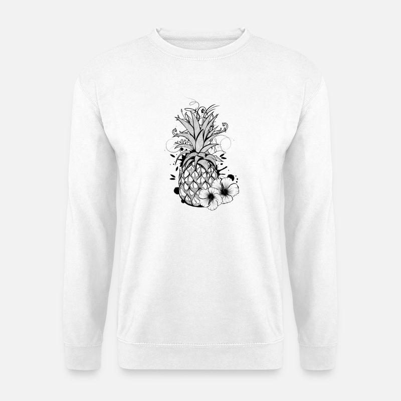 Ananas mit Hibiskusblüte - Unisex Pullover - Weiß
