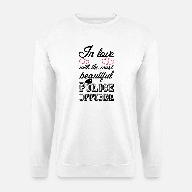 In love - Police Polizei, Liebe, Sprüche, Geschenk - Unisex Pullover - Weiß