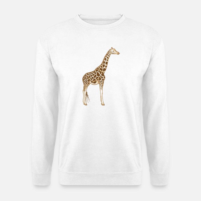 Giraffe Linienkunst Beige Druck - Unisex Pullover - Weiß