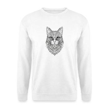 Katze Mandala Design - Unisex Pullover - Weiß - Vorne
